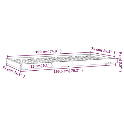 Bed Frame White 75x190 cm Small Single Solid Wood Pine