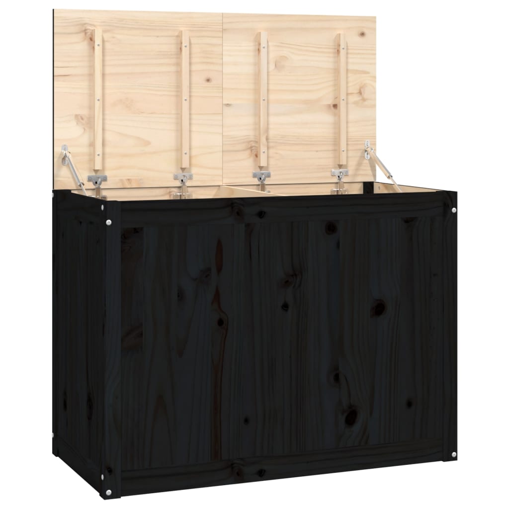 Laundry Box Black 88.5x44x66 cm Solid Wood Pine