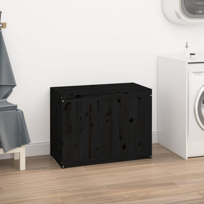 Laundry Box Black 88.5x44x66 cm Solid Wood Pine