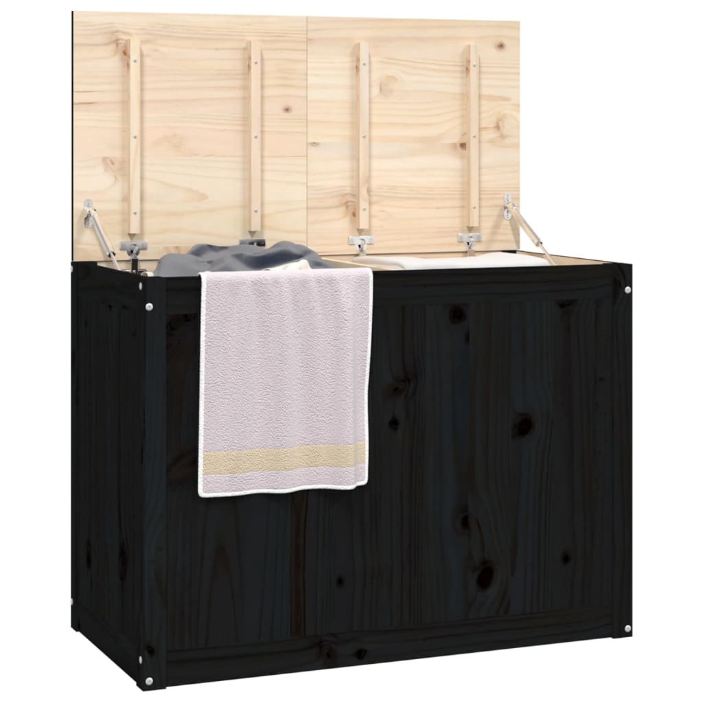 Laundry Box Black 88.5x44x66 cm Solid Wood Pine