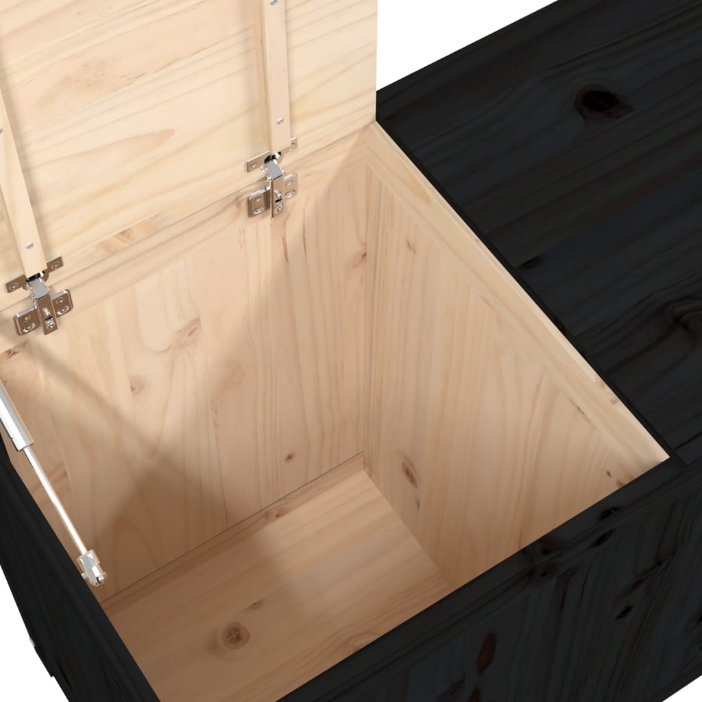 Laundry Box Black 88.5x44x66 cm Solid Wood Pine