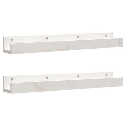 Wall Shelves 2 pcs White 80x12x9 cm Solid Wood Pine