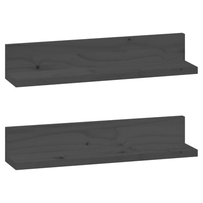 Wall Shelves 2 pcs Grey 50x11x9 cm Solid Wood Pine