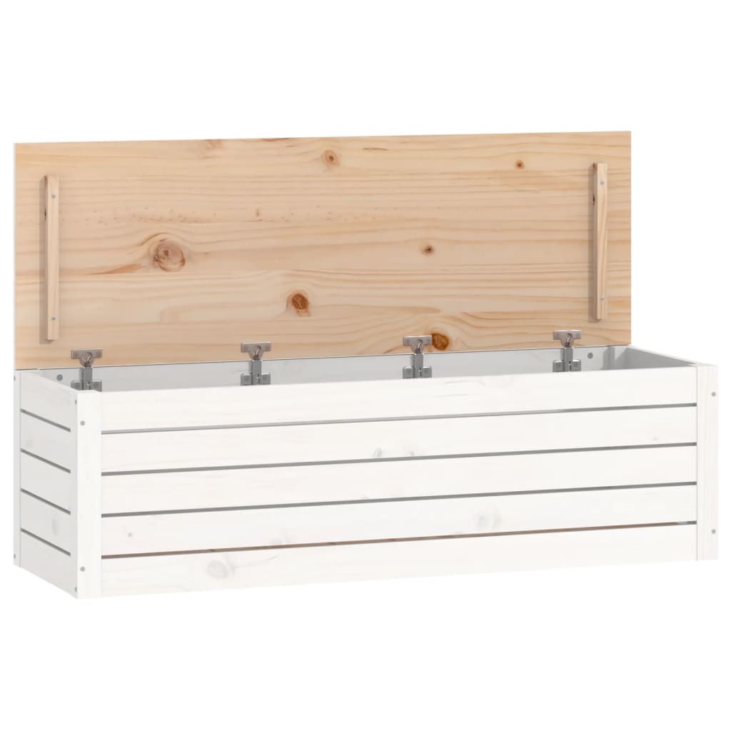 Storage Box White 109x36.5x33 cm Solid Wood Pine