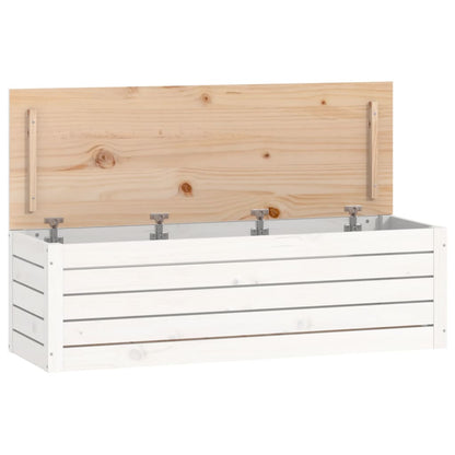 Storage Box White 109x36.5x33 cm Solid Wood Pine