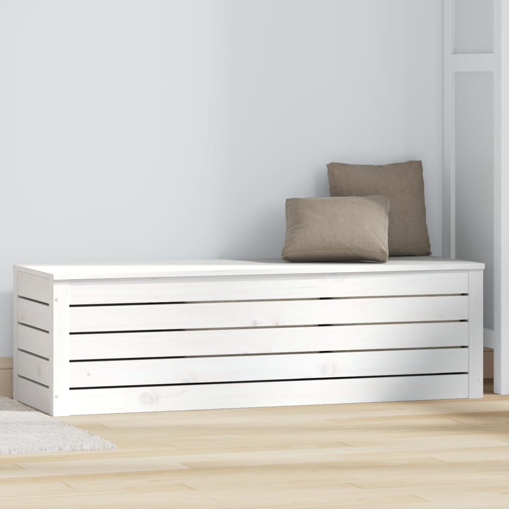 Storage Box White 109x36.5x33 cm Solid Wood Pine