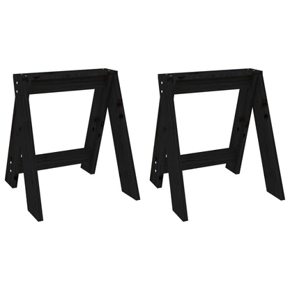 Stools 2 pcs Black 40x40x45 cm Solid Wood Pine