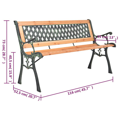 Garden Bench 116 cm Cast Iron and Solid Wood Fir