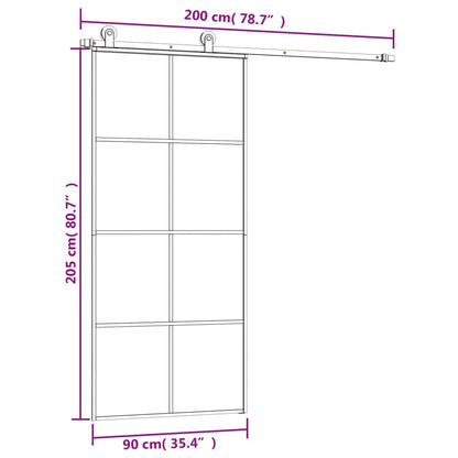 Sliding Door with Hardware Set 90x205 cm ESG Glass&Aluminium