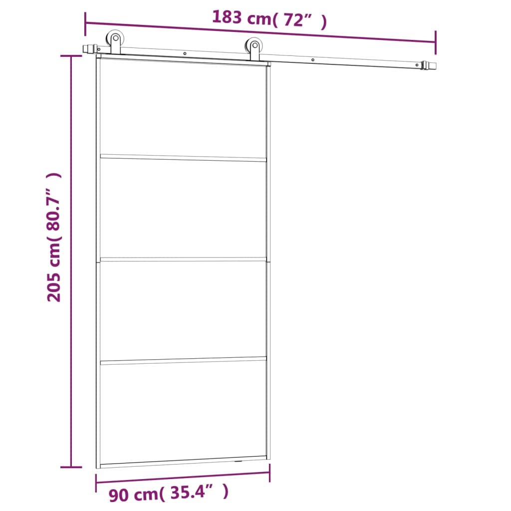 Sliding Door with Hardware Set 90x205 cm ESG Glass&Aluminium