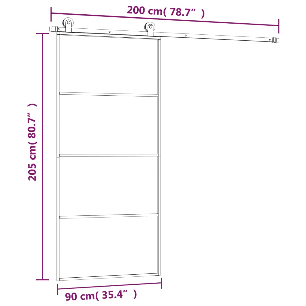 Sliding Door with Hardware Set 90x205 cm ESG Glass&Aluminium