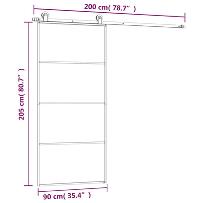 Sliding Door with Hardware Set 90x205 cm ESG Glass&Aluminium