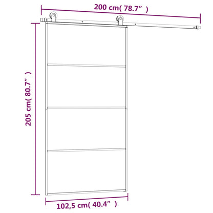 Sliding Door with Hardware Set 102.5x205 cm ESG Glass&Aluminium