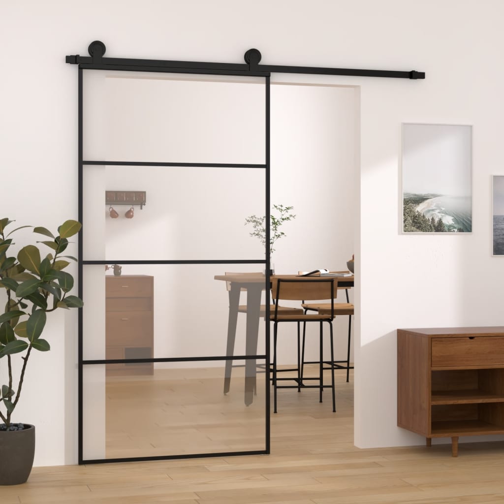 Sliding Door with Hardware Set 102.5x205 cm ESG Glass&Aluminium