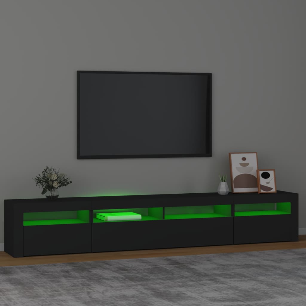 TV Cabinet with LED Lights Black 240x35x40 cm