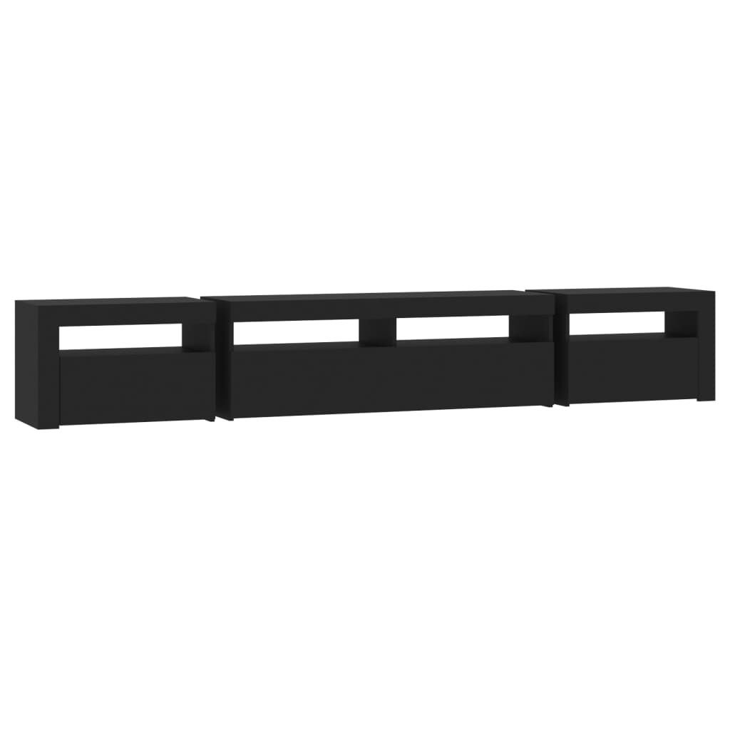 TV Cabinet with LED Lights Black 240x35x40 cm