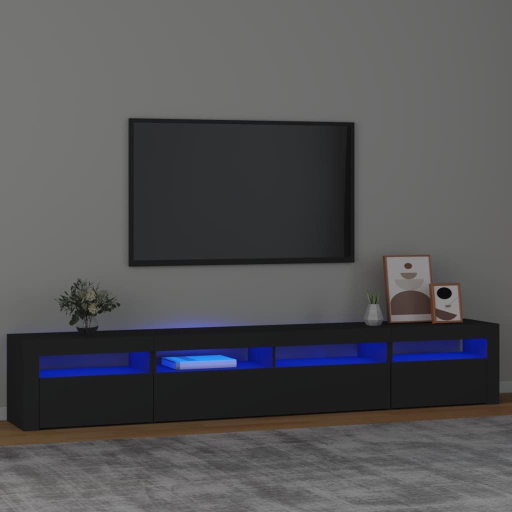 TV Cabinet with LED Lights Black 240x35x40 cm