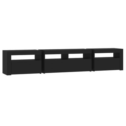 TV Cabinet with LED Lights Black 210x35x40 cm