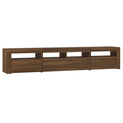 TV Cabinet with LED Lights Brown Oak 210x35x40 cm