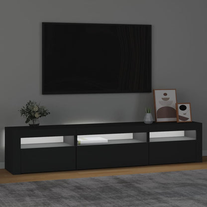 TV Cabinet with LED Lights Black 195x35x40 cm