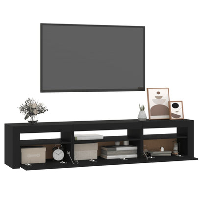 TV Cabinet with LED Lights Black 195x35x40 cm