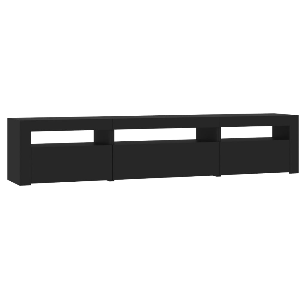 TV Cabinet with LED Lights Black 195x35x40 cm