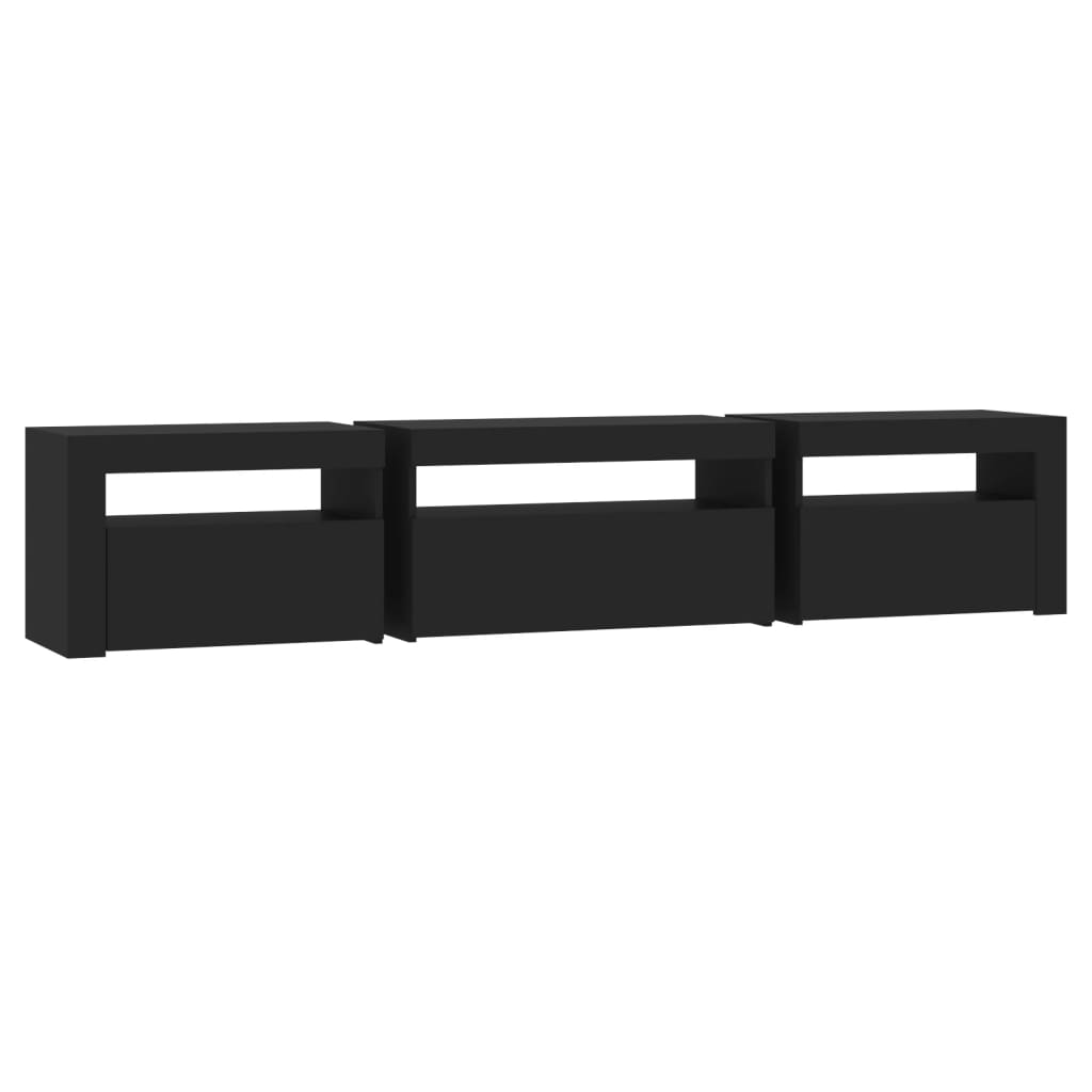 TV Cabinet with LED Lights Black 195x35x40 cm