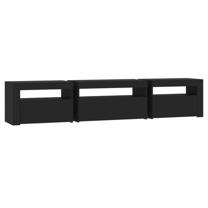 TV Cabinet with LED Lights Black 195x35x40 cm