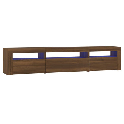 TV Cabinet with LED Lights Brown Oak 195x35x40 cm