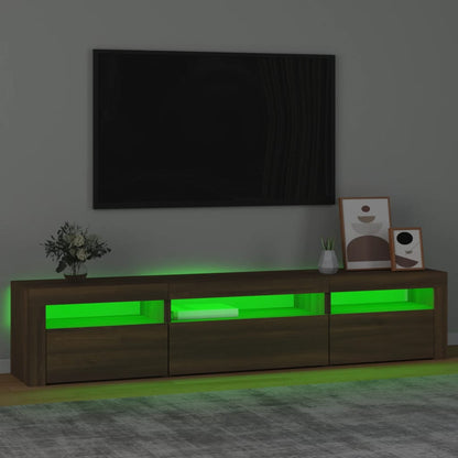 TV Cabinet with LED Lights Brown Oak 195x35x40 cm