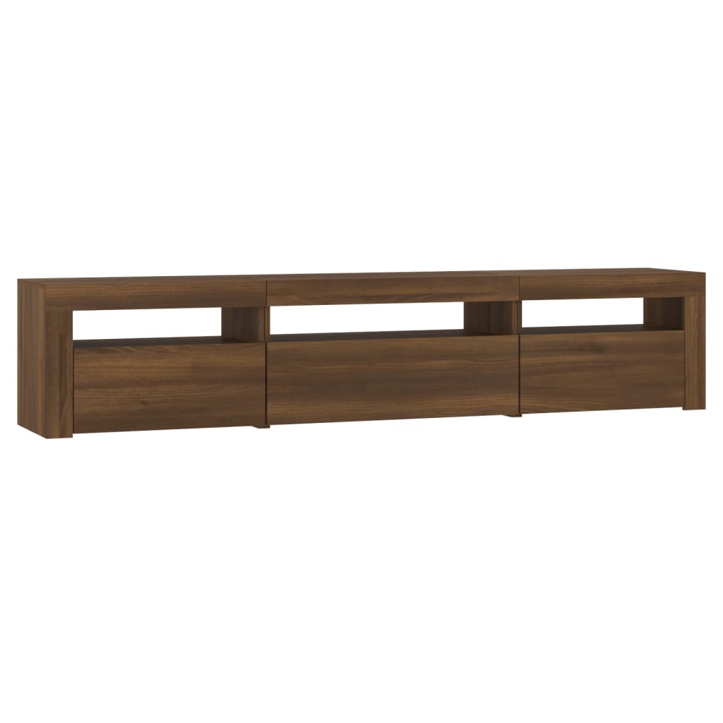 TV Cabinet with LED Lights Brown Oak 195x35x40 cm