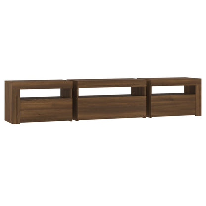 TV Cabinet with LED Lights Brown Oak 195x35x40 cm