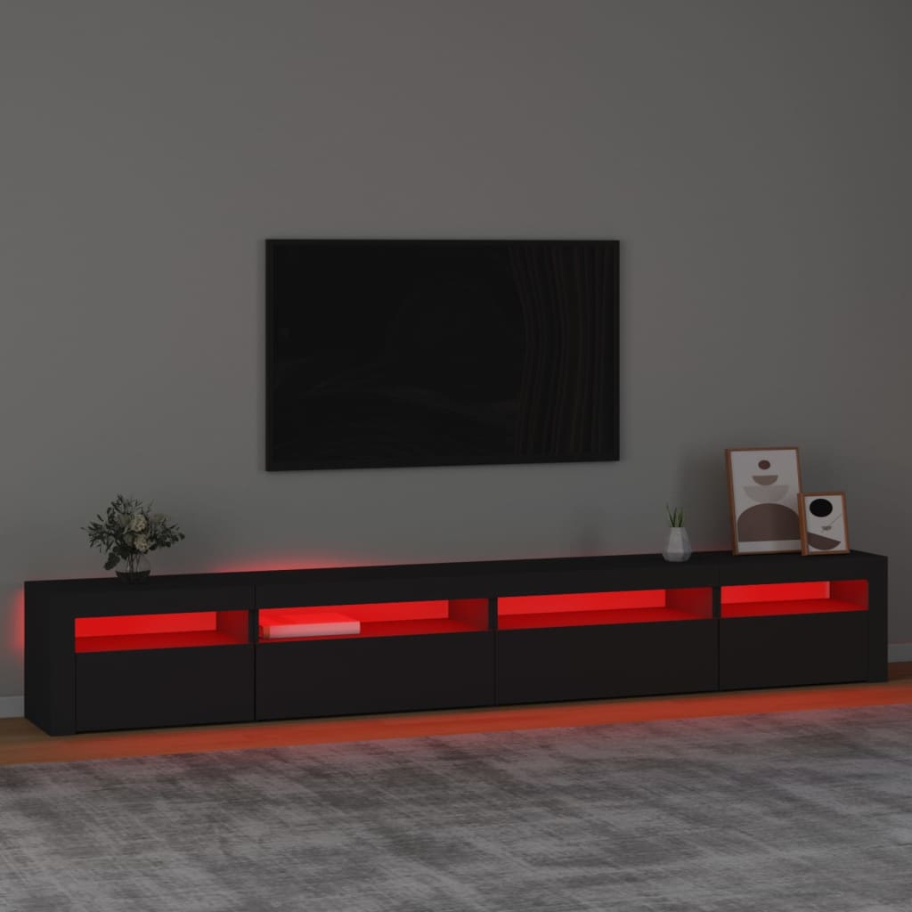 TV Cabinet with LED Lights Black 270x35x40 cm