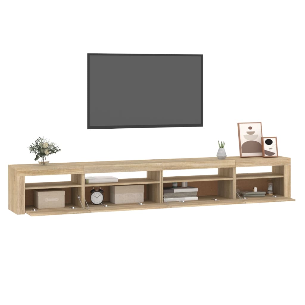 TV Cabinet with LED Lights Sonoma Oak 270x35x40 cm