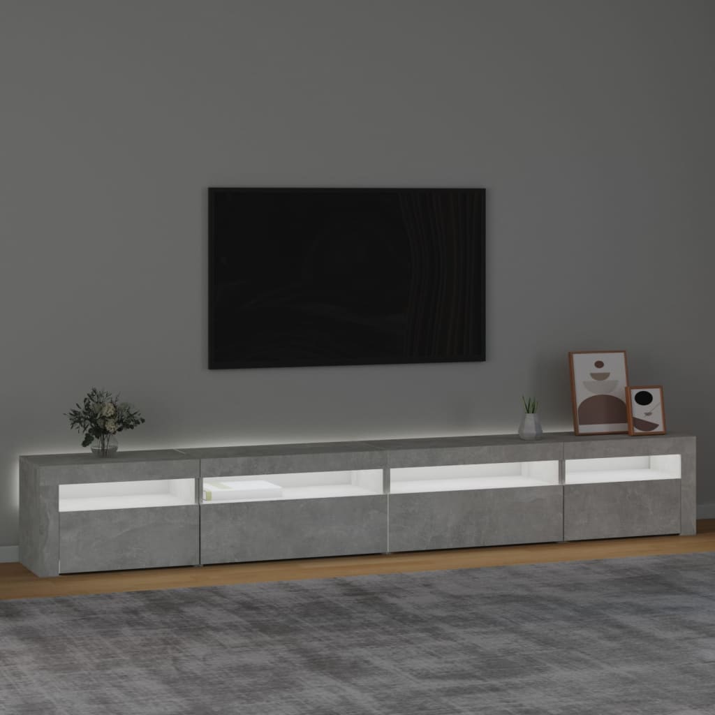 TV Cabinet with LED Lights Concrete Grey 270x35x40 cm