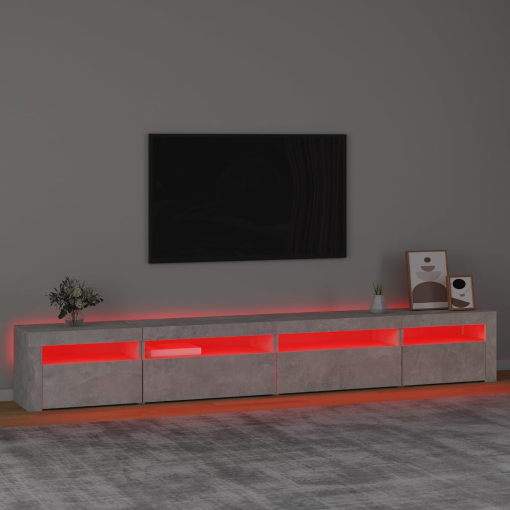 TV Cabinet with LED Lights Concrete Grey 270x35x40 cm