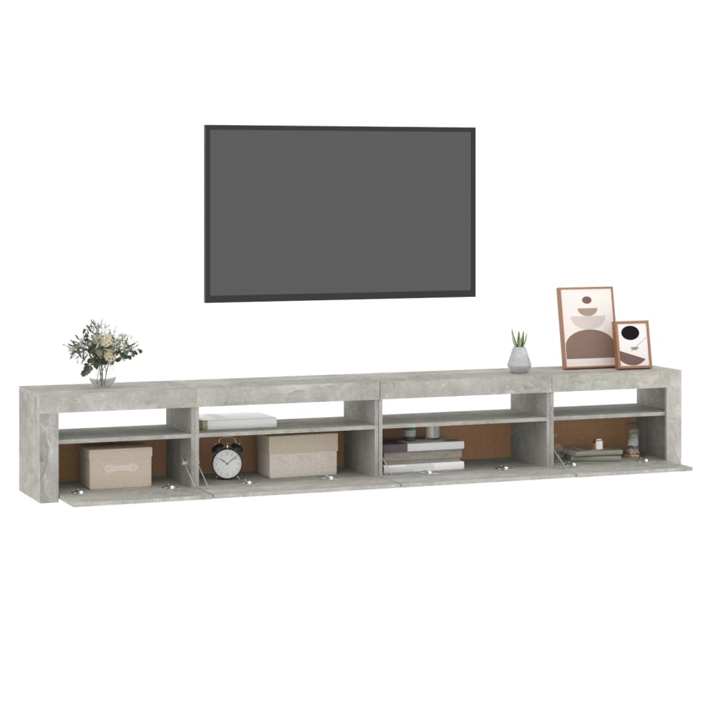 TV Cabinet with LED Lights Concrete Grey 270x35x40 cm