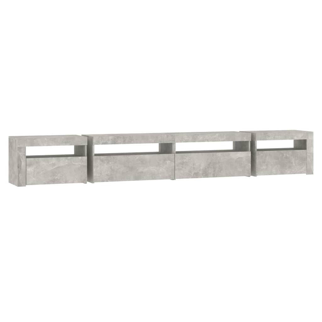 TV Cabinet with LED Lights Concrete Grey 270x35x40 cm