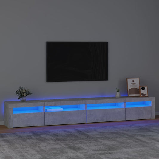 TV Cabinet with LED Lights Concrete Grey 270x35x40 cm