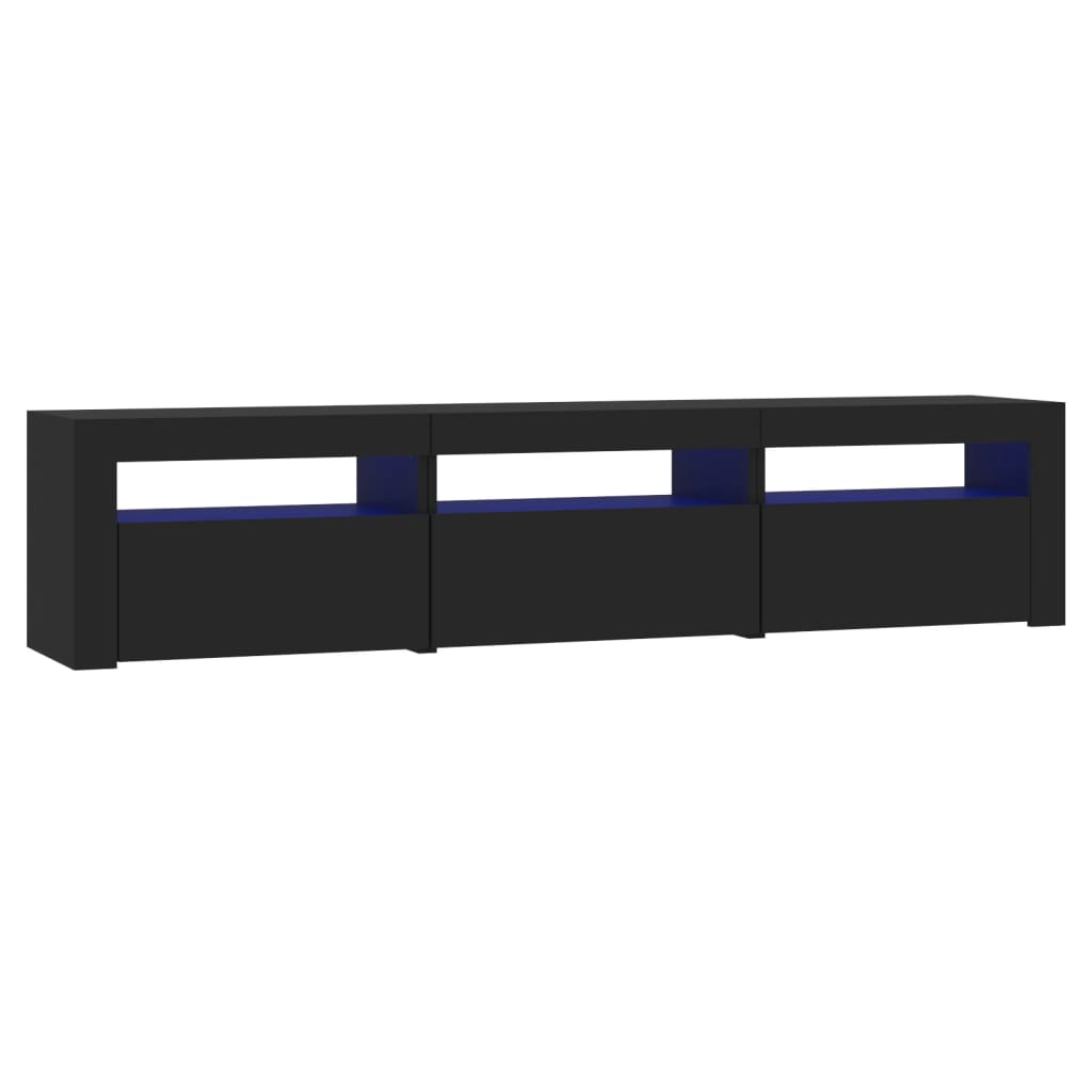 TV Cabinet with LED Lights Black 180x35x40 cm