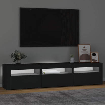 TV Cabinet with LED Lights Black 180x35x40 cm