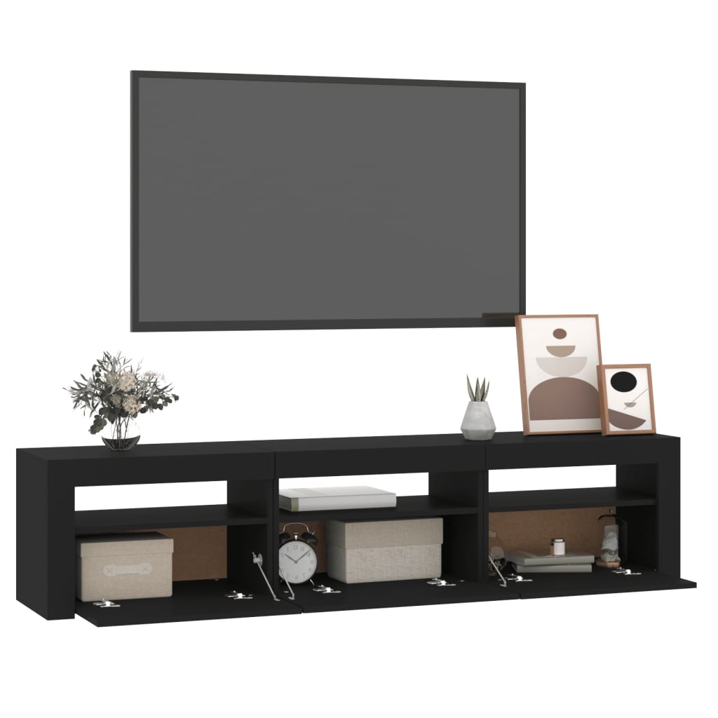 TV Cabinet with LED Lights Black 180x35x40 cm