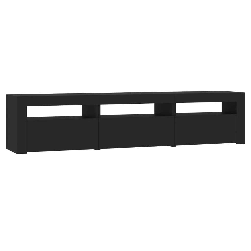 TV Cabinet with LED Lights Black 180x35x40 cm