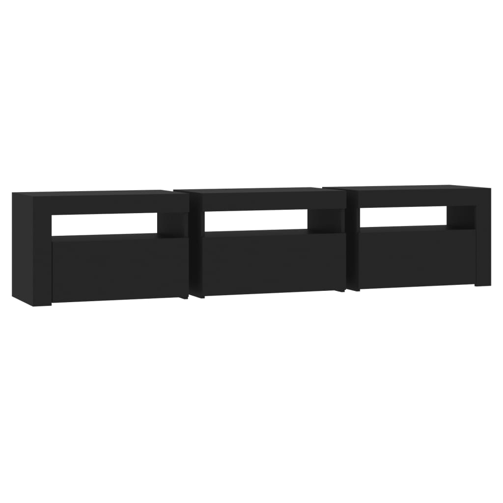 TV Cabinet with LED Lights Black 180x35x40 cm