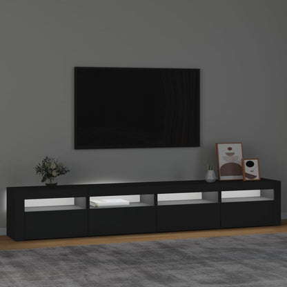 TV Cabinet with LED Lights Black 240x35x40 cm