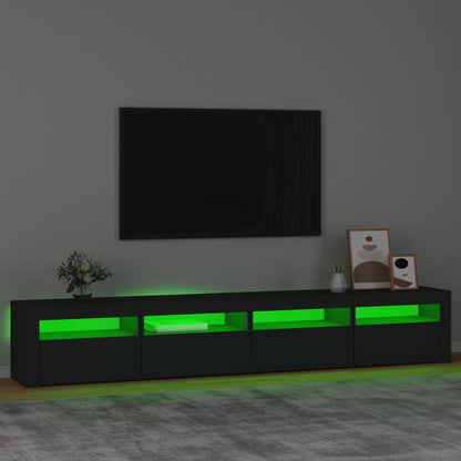 TV Cabinet with LED Lights Black 240x35x40 cm