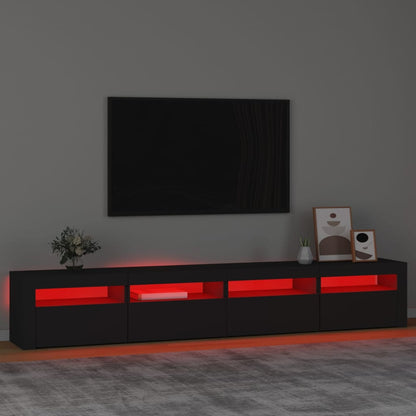 TV Cabinet with LED Lights Black 240x35x40 cm