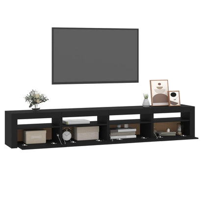 TV Cabinet with LED Lights Black 240x35x40 cm