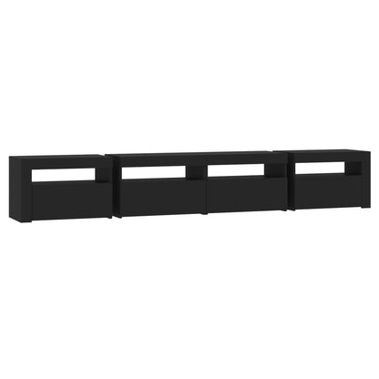 TV Cabinet with LED Lights Black 240x35x40 cm