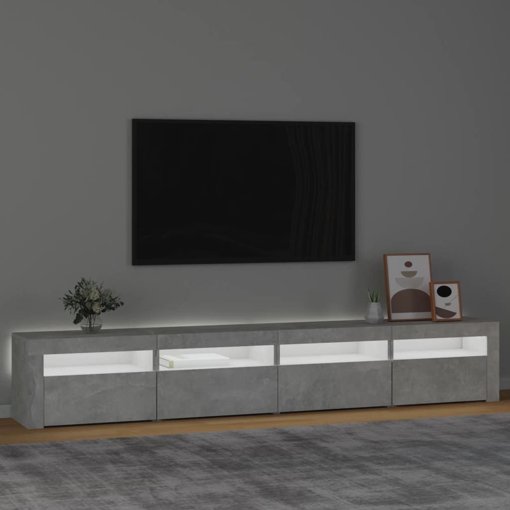 TV Cabinet with LED Lights Concrete Grey 240x35x40 cm